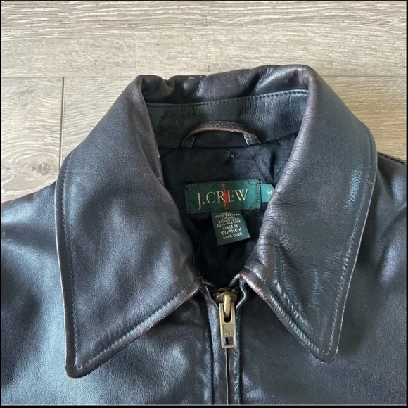 Vintage J. Crew Genuine Thick Leather Jacket Classic Fit - Picture 9 of 12